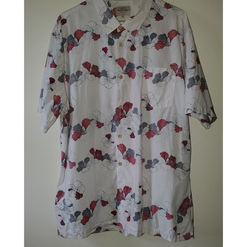 Quicksilver Waterman Floral Reverse Print XXL Cotton Short Sleeve Beach Cruise